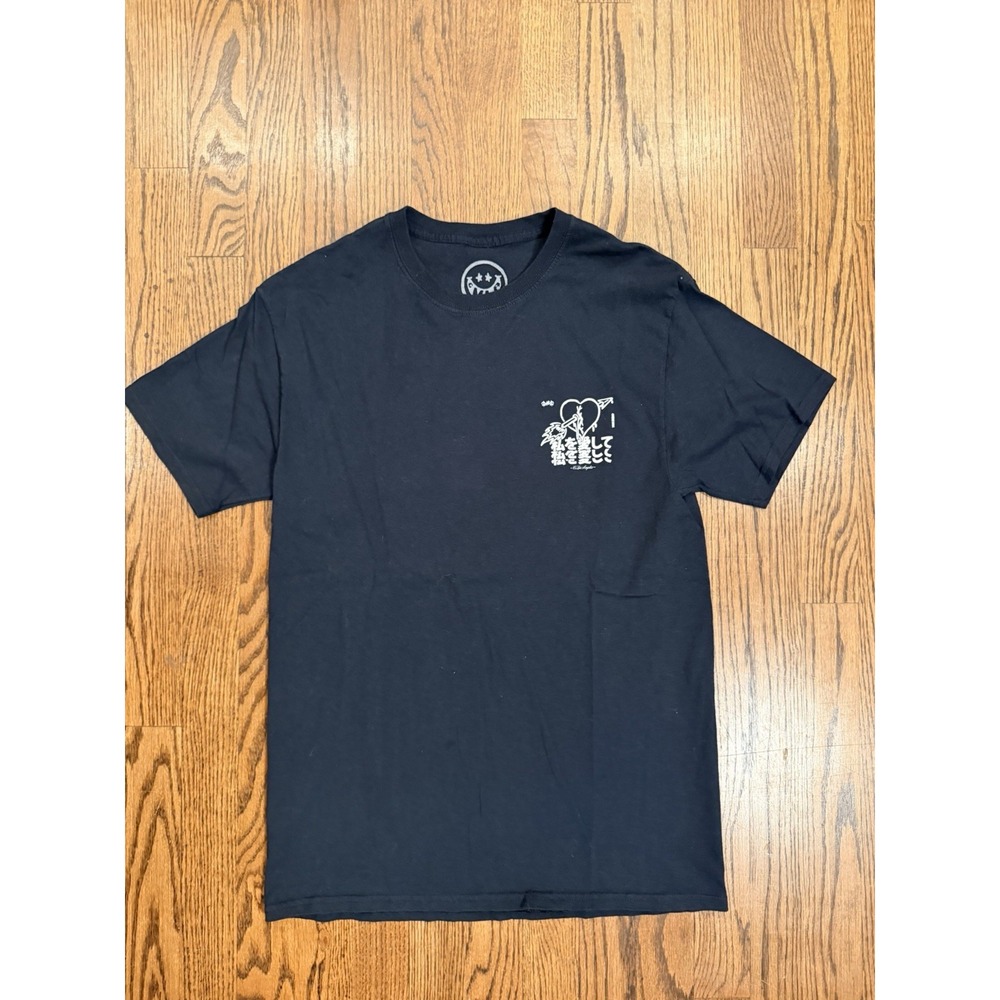 CVLA Love Me Graphic T-Shirt Heart Japanese‎ Text Size M Black